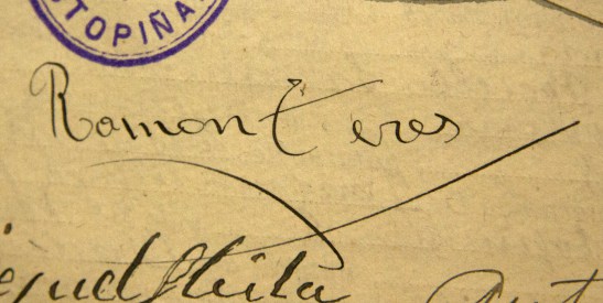 Signatura de l'avi Ramon Terès Benasc de l'11 de maig de 1935