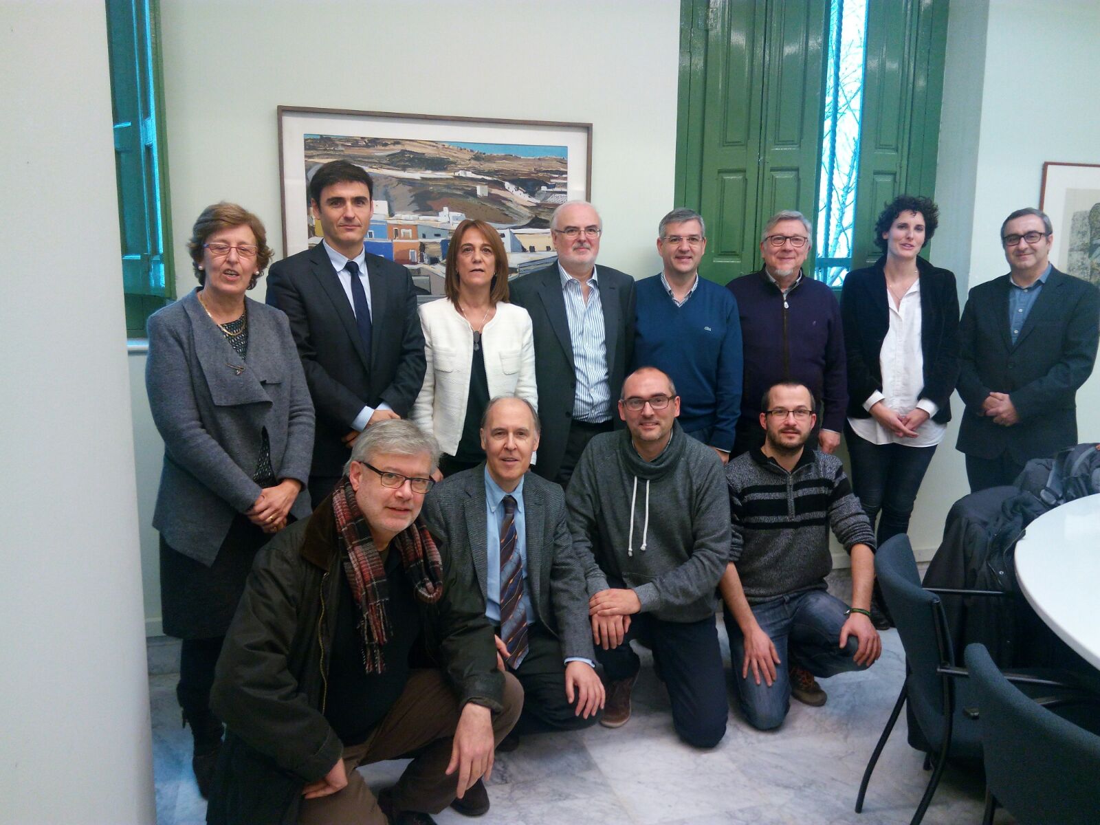 Participantes en la reunión entre DGA, Generalitat catalana, y universidades.
