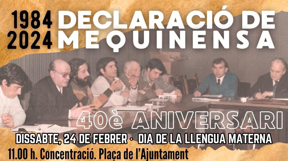 Cartel del acto conmemorativo del 40 aniversario de la Declaración de Mequinenza...AYUNTAMIENTO...20/02/2024 [[[EP]]]