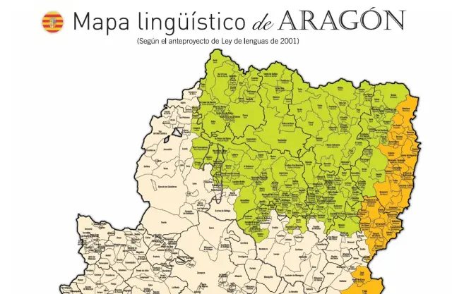 Mapa que recoge en color verde la zona de uso del aragonés estudiada